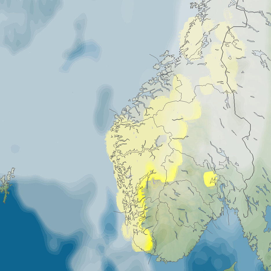 Tåkeutbredelse (gult) natt til 29.04.2026