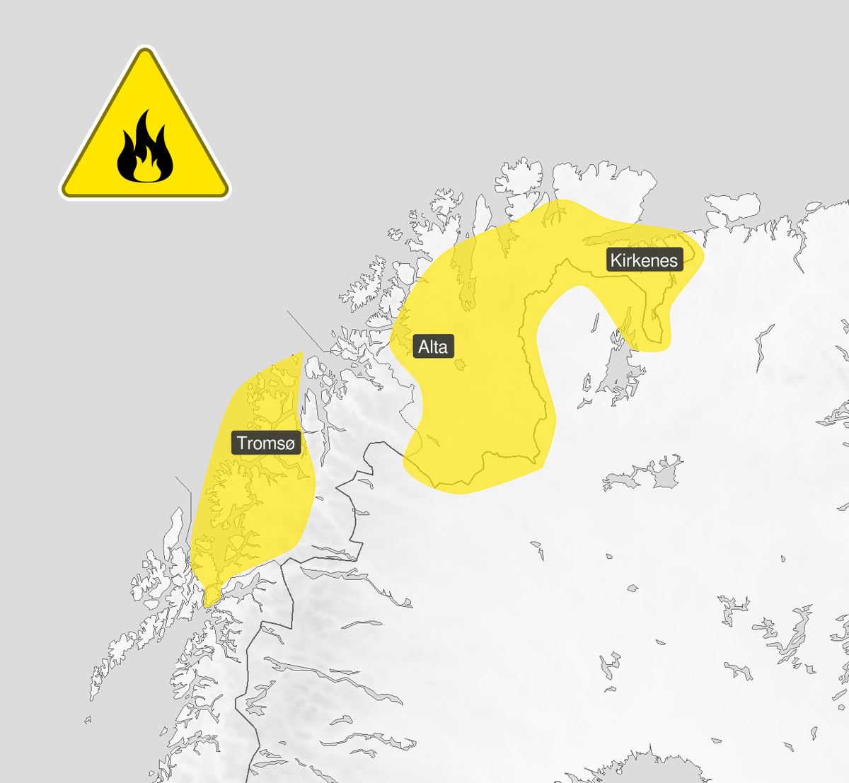 Farevarsel om skogbrannfare i Nord-Norge