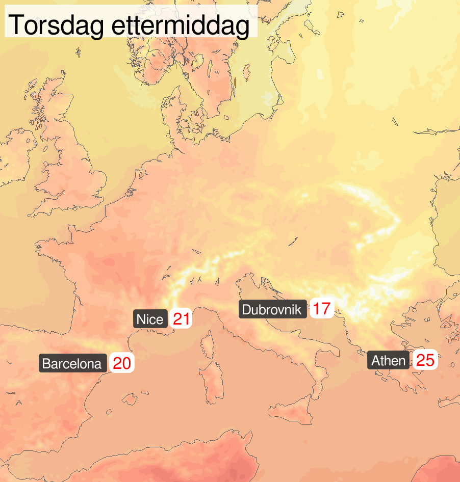 Temperatur torsdag Europa