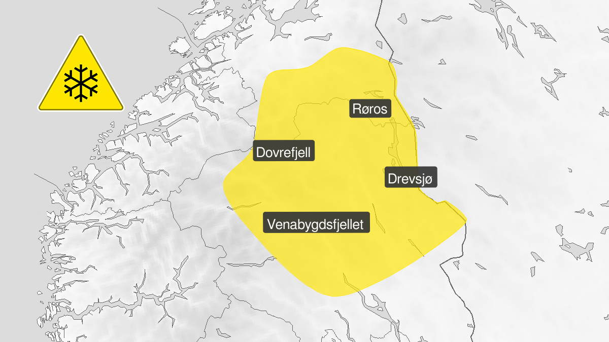 Snø-farevarsel på torsdag for høyereliggende strøk i Østerdalen, Gudbrandsdalen og Sør-Trøndelag