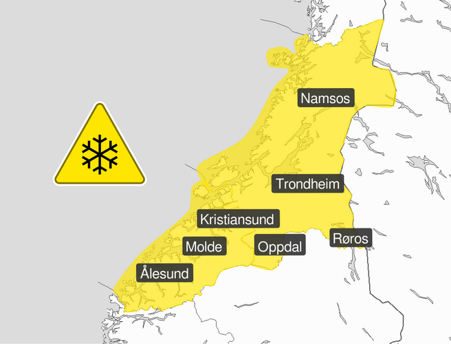 Farevarsel snø 5.-6. mai